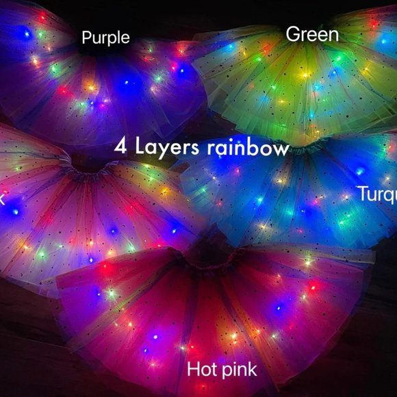 LED Rainbow Sparkle Tutu 4 Layer Light Up Tutu Rainbow Sparkle tutu Fairy Tutu - Picture 1 of 12